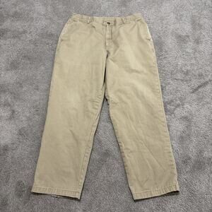 LL Bean Double Trouser Mens 38x32 Flannel Lined Chinos Khaki Pants